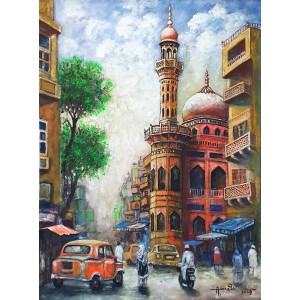 Anwer Sheikh, 18 x 24 Inch, Acrylic on Canvas, Cityscape Painting, AC-ANS-077